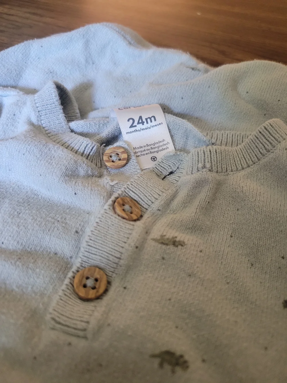 100% Cotton Carter's 24M Dino Blue Knit Sweater and Pants Set